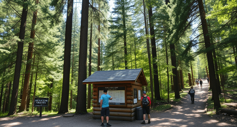 Permit station at Colchuck lake