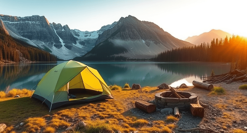 Scenic camping spot by Colchuck Lake